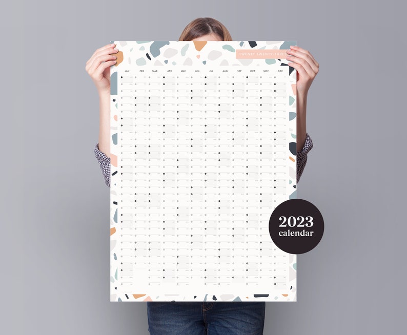 2023 Terrazzo Year Planner 2023 Wall Calendar Monthly Etsy