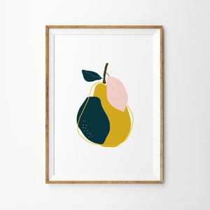 Mustard Pear Botanical Print - Art Print - Kitchen Art - Childrens Wall Art - Fruit Print