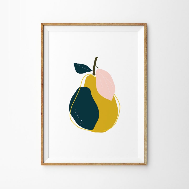 Mustard Pear Botanical Print Art Print Kitchen Art Etsy