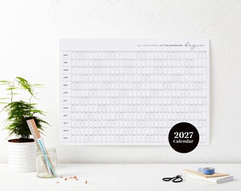 2027 Let The Adventure Begin Planner - Year Planner - Black and White Calendar - Wall Planner