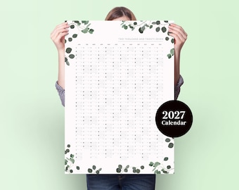 2027  Eucalyptus Year Planner - 2026 Wall Calendar - Monthly Planner - Year Planner