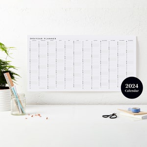 2024 Thin Landscape Year Planner - 2024 Wall Calendar - Monthly Planner - 2024 Year Planner