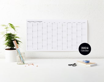 2024 Thin Landscape Year Planner - 2024 Wall Calendar - Monthly Planner - 2024 Year Planner