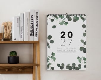 2027 Eucalyptus Wall Calendar - Family Calendar - Weekly Planner - Monthly Planner - Year planner - Teacher Gift