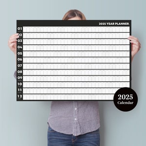 2025 Noir Year Planner - 2025 Wall Calendar - Monthly Planner - 2025 ...