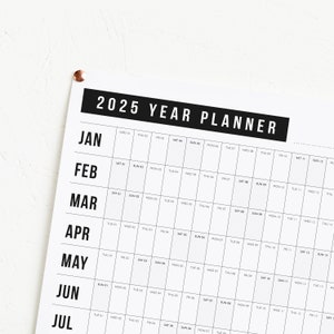 2025 Block Year Planner 2025 Wall Calendar Monthly Planner 2025 Year Planner Horizontal Planner image 2