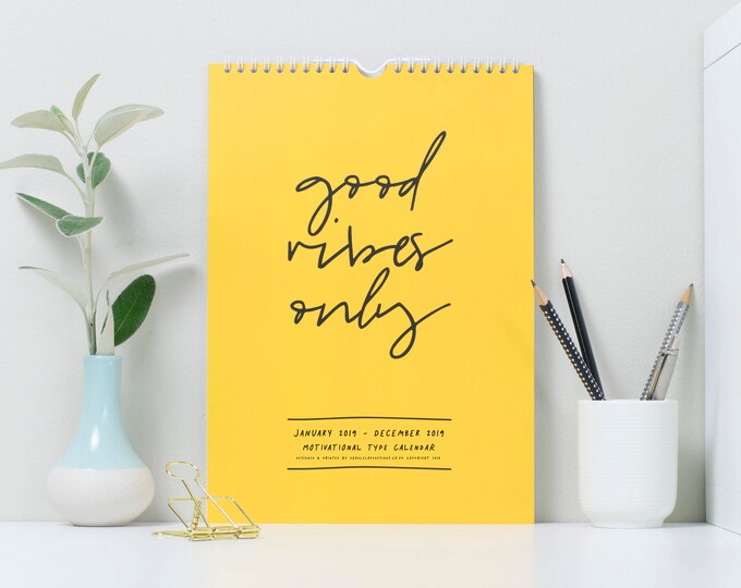 Motivational Type 2019 Calendar 2019 Wall Calendar Weekly - Etsy