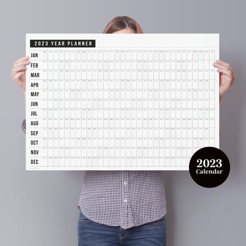 2023 Block Year Planner 2023 Wall Calendar Monthly Planner Etsy UK
