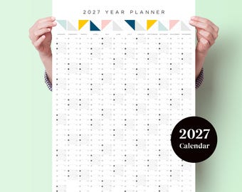 2027 Geometric Wall Planner – Monthly Year Calendar Poster - International Edition