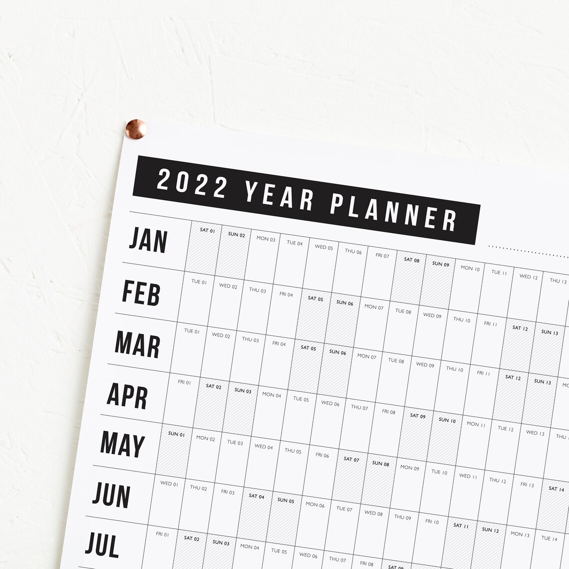 2022 Block Year Planner 2022 Wall Calendar Monthly Planner Etsy UK