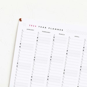 2024 Narrow Portrait Year Planner 2024 Wall Calendar Monthly Planner 2024 Year Planner To Do List image 2