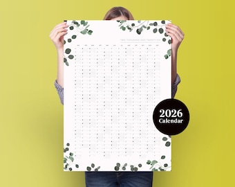 2026 Eucalyptus Year Planner - 2026 Wall Calendar - Monthly Planner - 2026 Year Planner