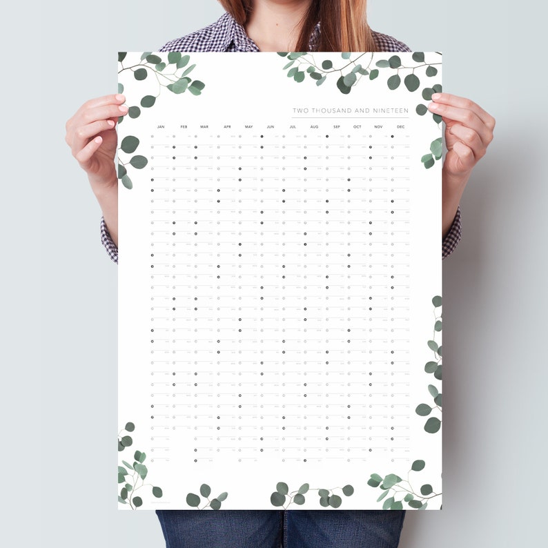 2019 Calendar PRINTABLE 2019 Eucalyptus Planner Printable Planner Weekly Planner Wall Planner