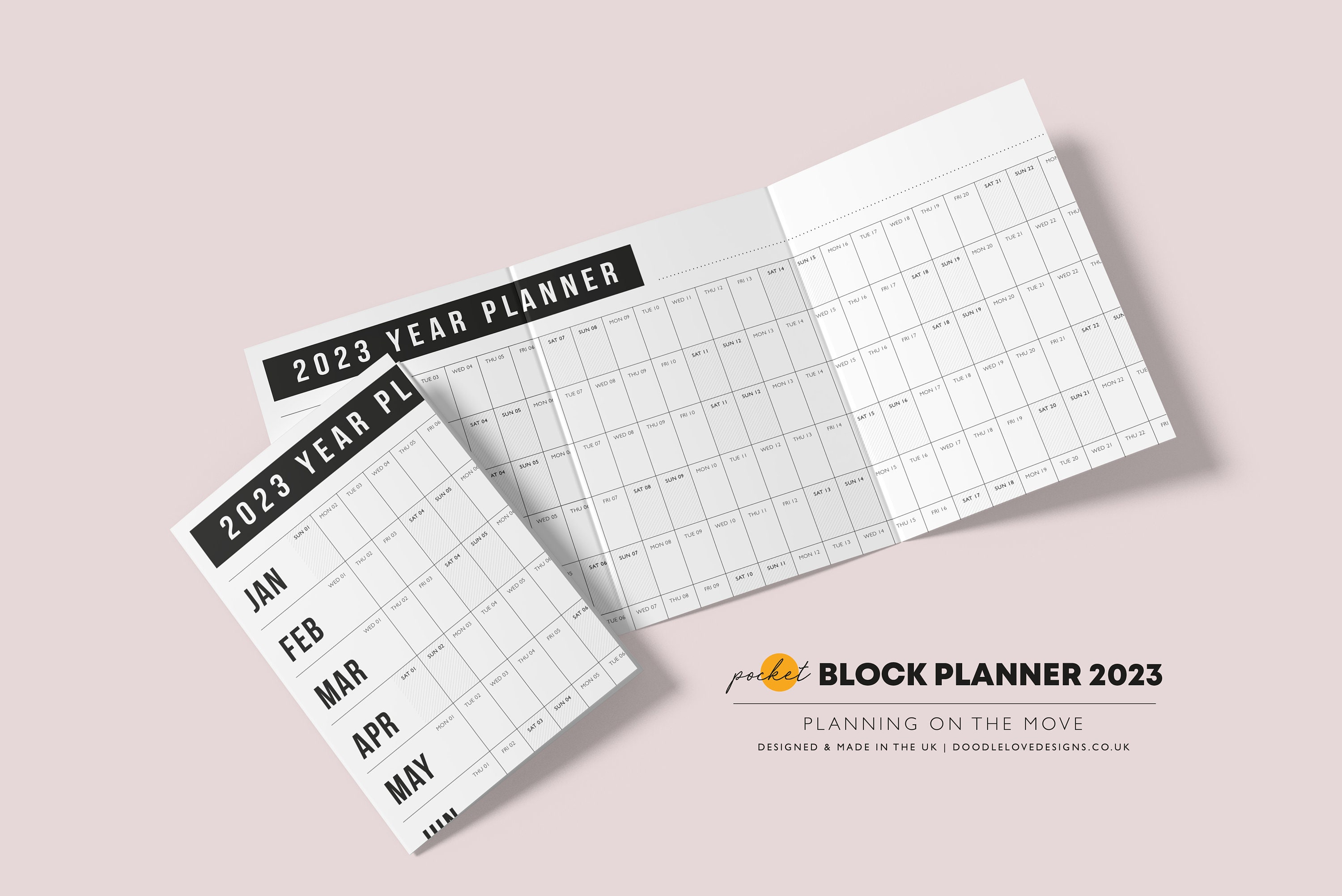 2023 Pocket Block Year Planner 2023 Calendar Horizontal Etsy UK