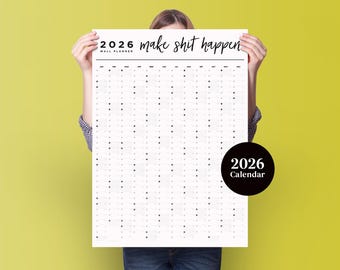 2026 Make Sh*t Happen Year Planner - 2026 Wall Calendar - Monthly Planner - Year Planner - Horizontal Planner