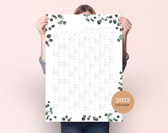 2022 Eucalyptus Year Planner - 2022 Wall Calendar - Monthly Planner - 2022 Year Planner