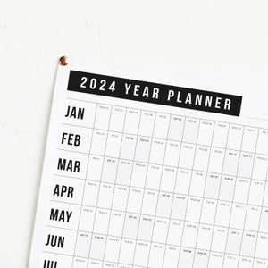 2024 Block Year Planner 2024 Wall Calendar Monthly Planner 2024 Year Planner Horizontal Planner image 2