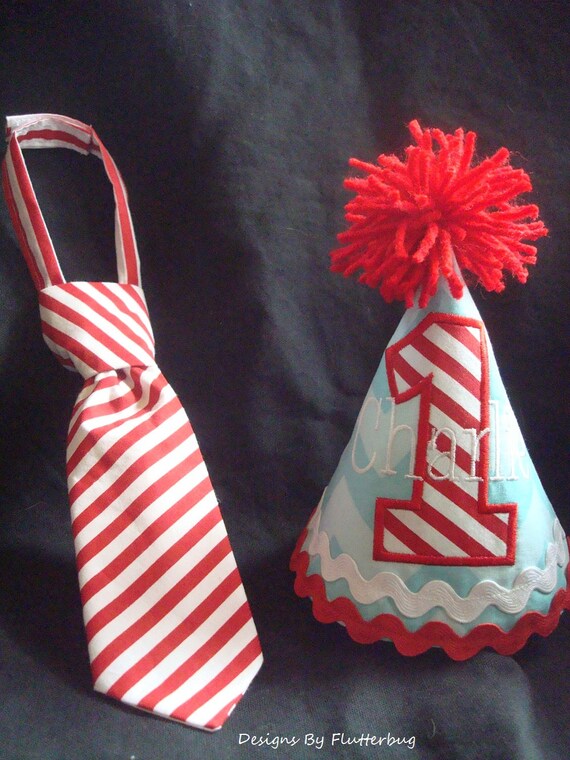 Items similar to PERSONALIZED BOY'S Birthday Hat and Tie Dr. Seuss