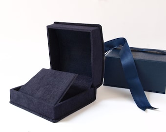 Elegant Navy Blue Velvet Earring Box for Large Earrings in Black, Burgandy or Navy Blue Earring Display Gift Box with Gift Box  - CHELSEA
