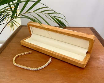 Natural Wood Bracelet Box: Glossy Jewelry Gift & Watch Display, The Ascot