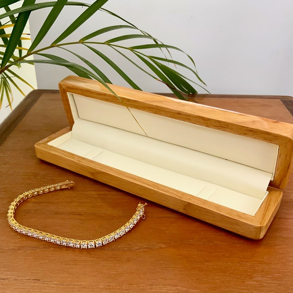 Luxury Natural Wooden Bracelet Box - Beautiful Glossy Wood Gift Box for Bracelet or Watch, Jewelry Storage or Presentation Display Box ASCOT