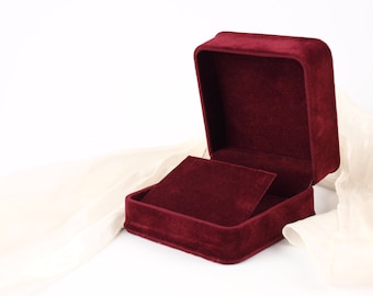 Burgandy Velvet Universal Gift Box, Jewellery Gift Box for Earrings and Pendant or Chain, Premium Necklace Box, Earrings Gift Box Winchester