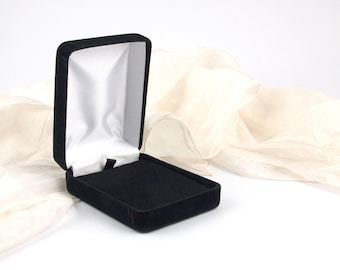 Boîte à collier en velours noir, boîte-cadeau en velours doux pour femme pour collier, chaîne, pendentif ou grandes boucles d'oreilles NORHAM
