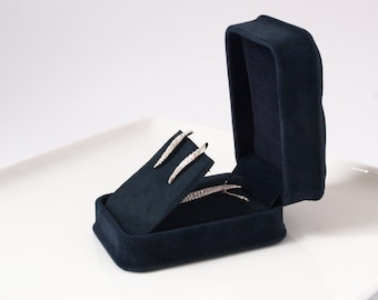 Navy Blue Velvet Necklace Box Universal Gift Box for Pendant, Earrings or Both, Necklace Gift Box, Earrings Gift Box, Pendant Gift Box