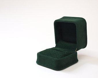 Bosgroen fluwelen ringdoos, trouwringdoos, geschenkdoos verlovingsring, doos ringdrager, trouwringhouder, fluwelen geschenkdoos - WINCHESTER