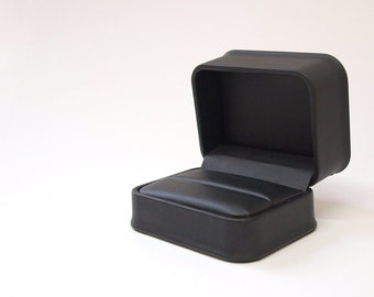 Black Double Ring Box Wedding, Engagement Ring Box, Cufflink Gift Box, Leatherette Ring Box, Ring Bearer Box, Wedding Ring Holder