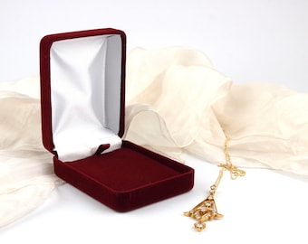 Burgundy Velvet Necklace Box: Jewelry Gift Box - The Norham