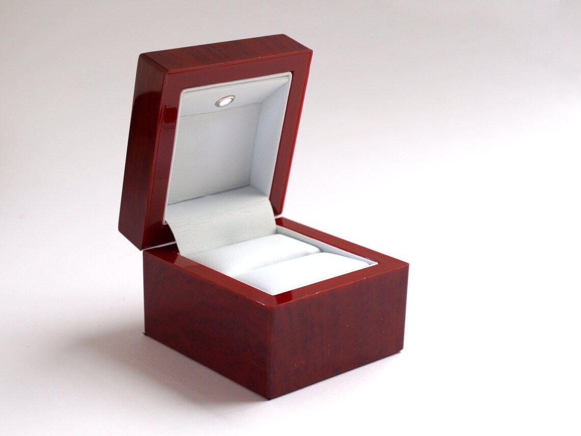 Light up Ring Box Mahogany Ring Box With Light Ring