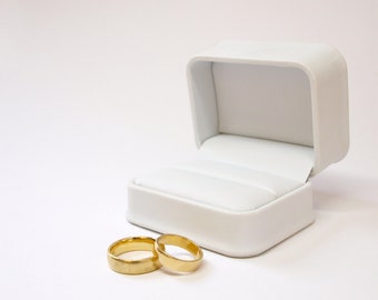 Bride & Groom Ring Box Apricot Deep Peach Gold Gilt Trim Double Wedding Ring 