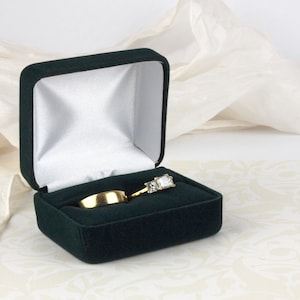 Black Velvet Double Ring Box, Velvet Wedding ring Box for Two Rings, Ring Bearer Box His and Hers Wedding Ring Box, Ring Presentation NORHAM