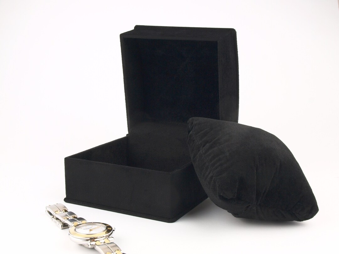 Black Velvet Jewellery Gift Box – Necklace Bracelet Display Case, Padded Lined, Rectangle