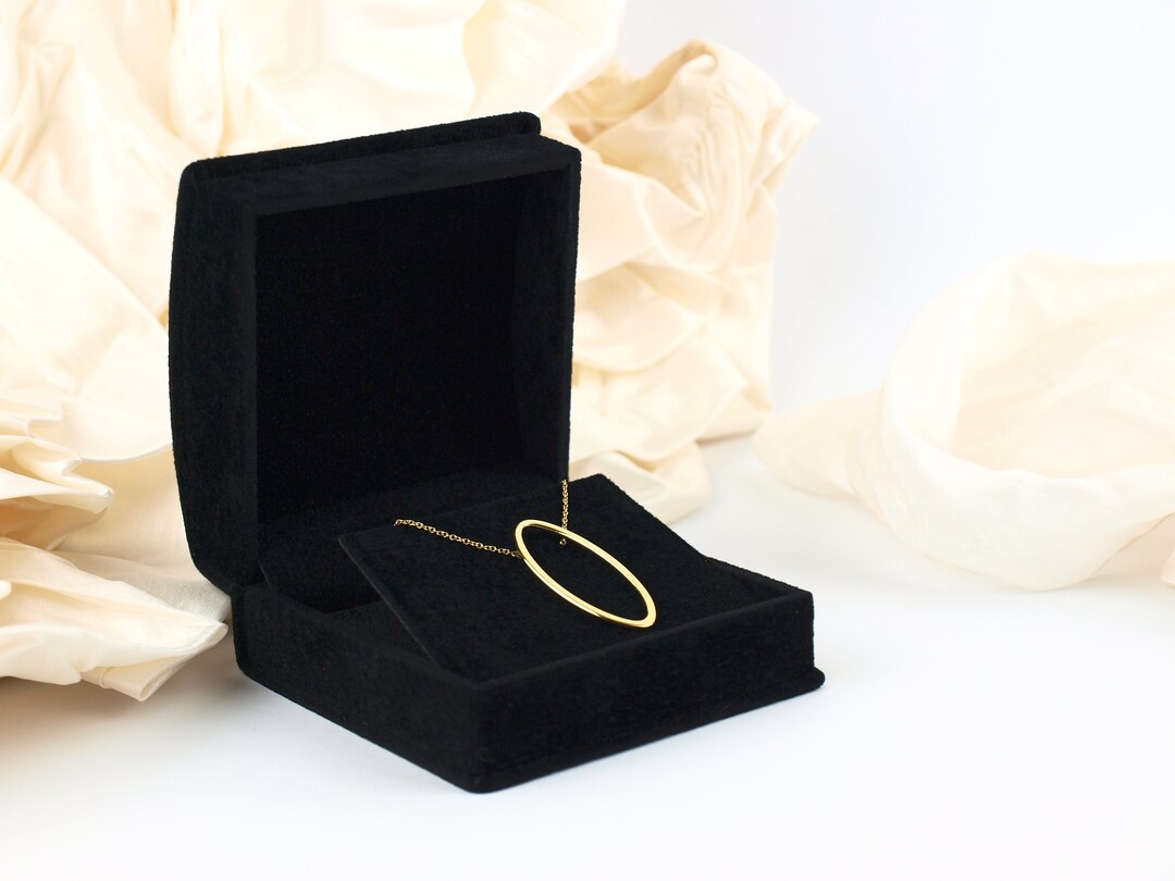 Black Velvet Necklace Gift Box, Jewellery Presentation Box for Necklace