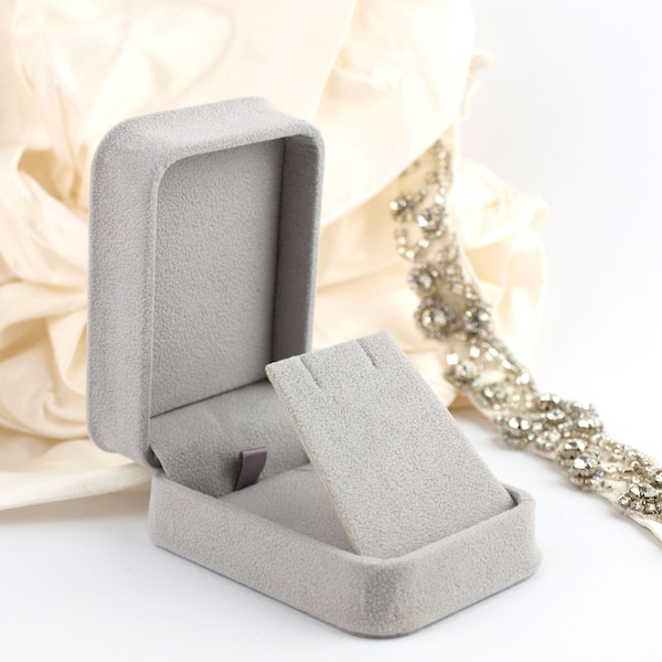 Luxury Silver Grey Velvet Necklace Earring Box, Universal Gift Box, Necklace Gift Box, Earrings Gift Box, Pendant Gift Box, The Winchester