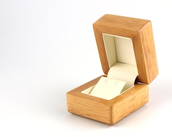 Beautiful Wooden Earring Box, Natural Warm Wood Earring Gift Box with Ivory Interior, Stud Gift Box Earring Holder Presentation Box ASCOT