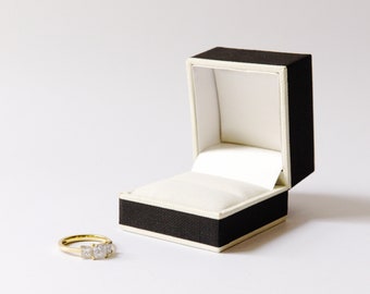 Black and Ivory Ring Box for Weddings, Engagement, Heirloom and Special Rings - The BERRINGTON