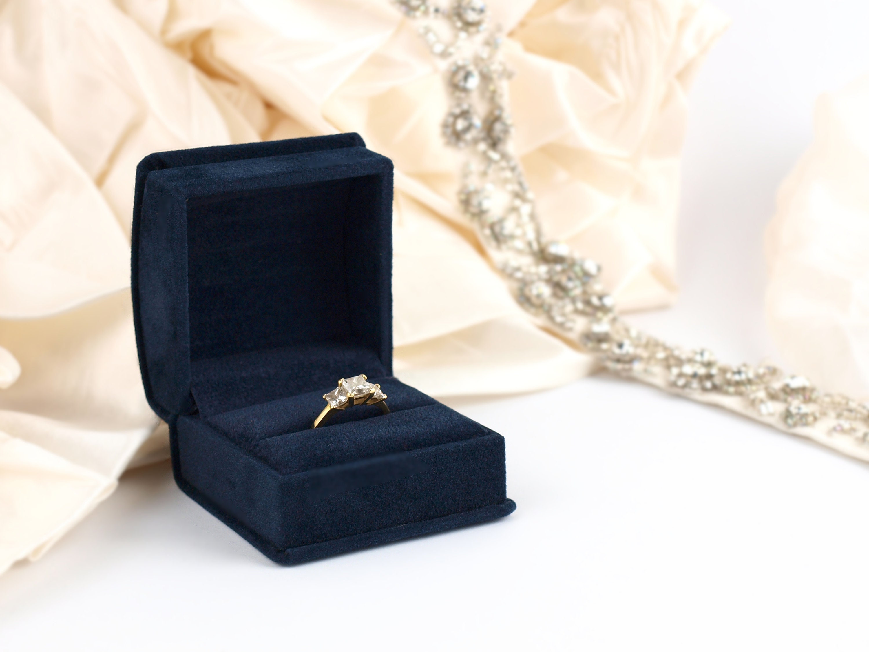 Blue wedding ring box discount