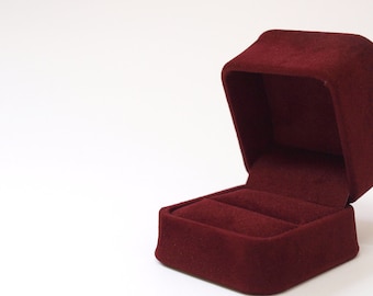 Burgandy Velvet Ring Box, Engagement Ring Gift Box, Ring Bearer Box, Wedding Ring Holder, Wedding Ring Box, Velvet Gift Box - WINCHESTER