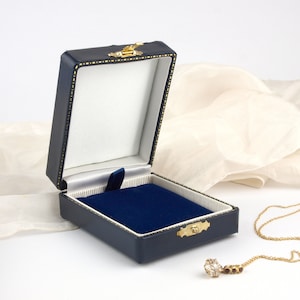 Antique Style Necklace Box, Navy Blue and Gold Jewellery Gift Box Vintage Style, Gift Box for Pendant, Chain, Earrings or Necklace LYDFORD
