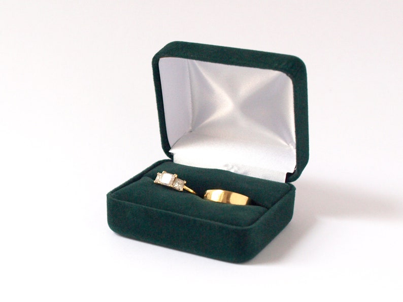 Grey Velvet Double Ring Box, Box for Two Rings, Wedding Ring Box, Ring ...