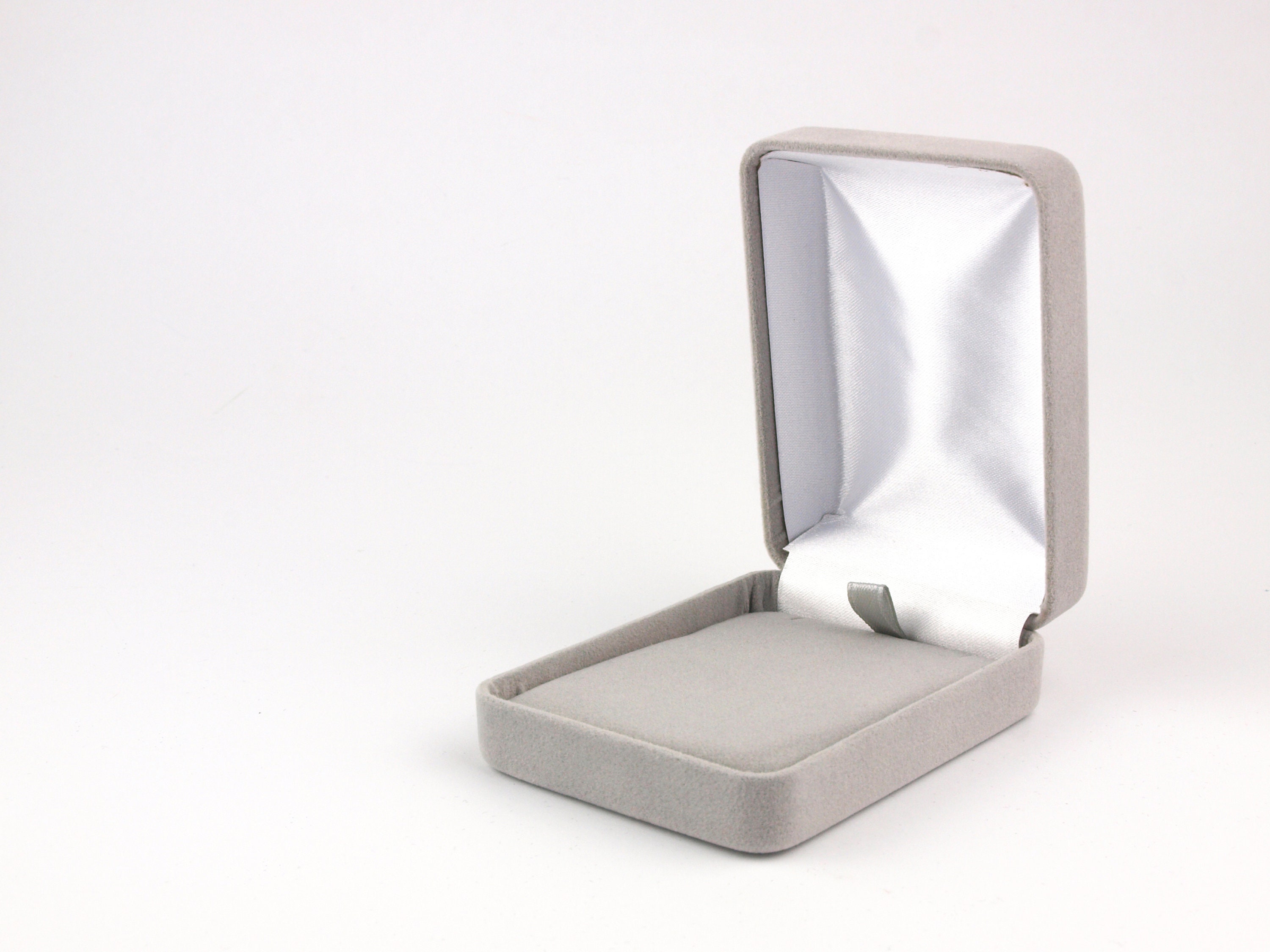 Silver Grey Velvet Necklace Box Soft Classic Velvet Gift Box | Etsy