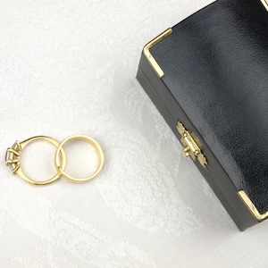 Black Luxury Double Ring Box: Antique Style Wedding Engagement, The Bampton
