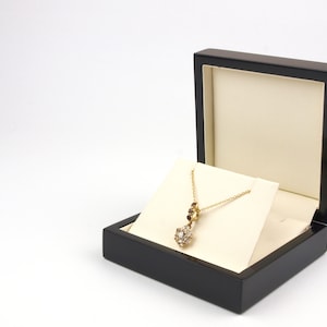 Black Gloss Wooden Necklace Box: Vegan Leather Interior, The Sedgewick