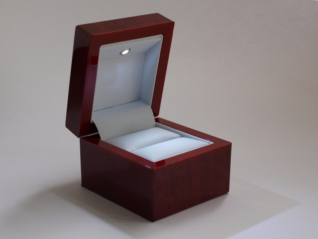 Light up Ring Box, Mahogany Ring Box With Light, Ring