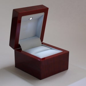Light Up Ring Box, Mahogany Ring Box with Light, Ring Bearer Box, Wooden ring Box, Proposal Ring Box, LED Ring box Wedding Ring Holder