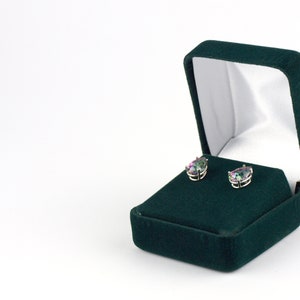 Green Velvet Earring Gift Box, Soft Velvet Earring Box with White Satin Interior, Earring Presentaion Box, Earring Display for Studs NORHAM