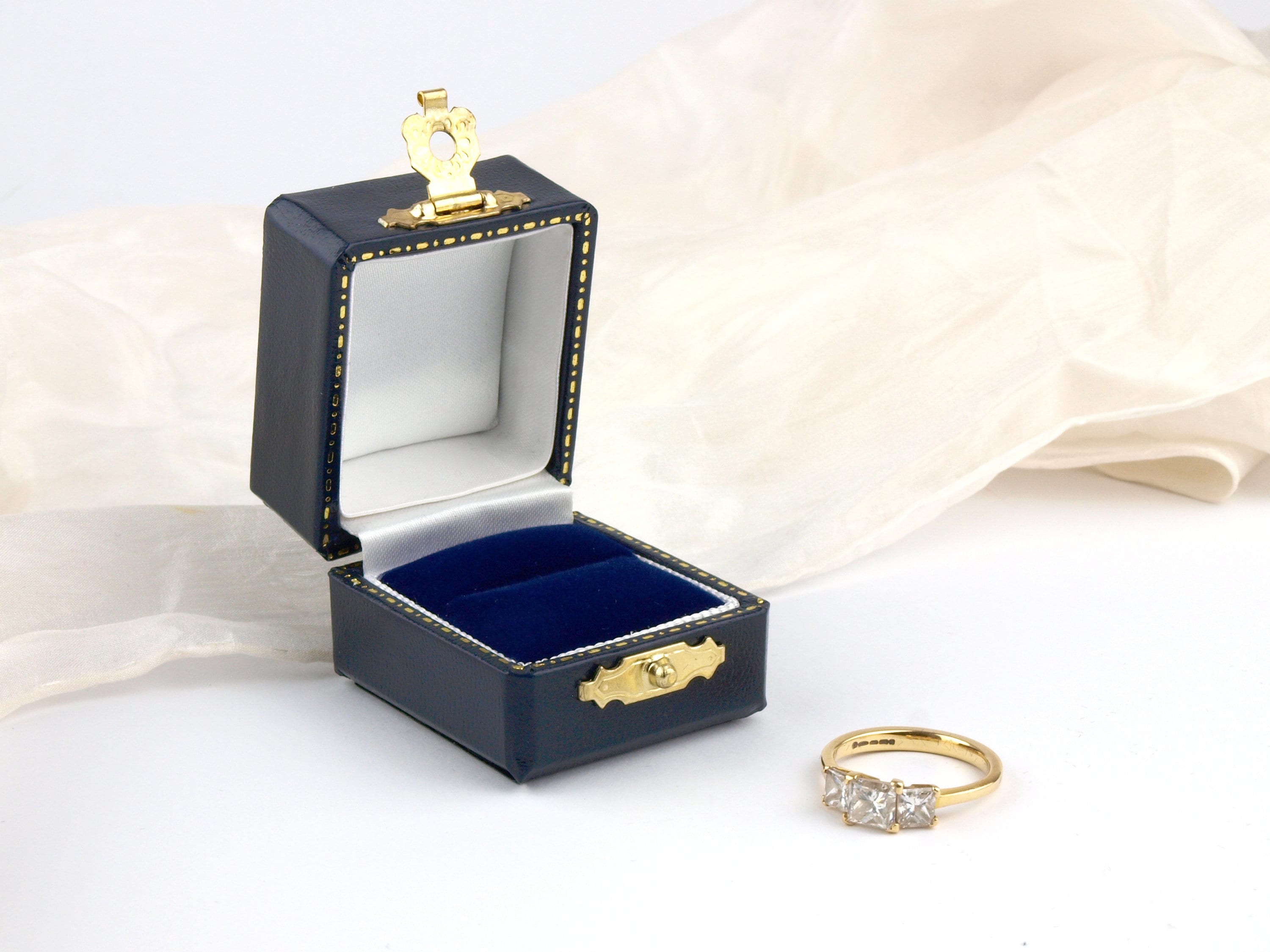 Scatola Portaanelli In Velluto Ottagonale, 3 Scomparti, Vintage 5x5x5 Cm, Con Coperchio Staccabile, Per Matrimonio E Proposta